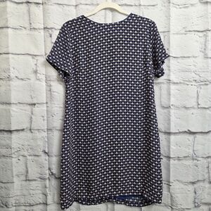 Olivaceous Navy, White, And Orange Geometric Mini Dress Size Large